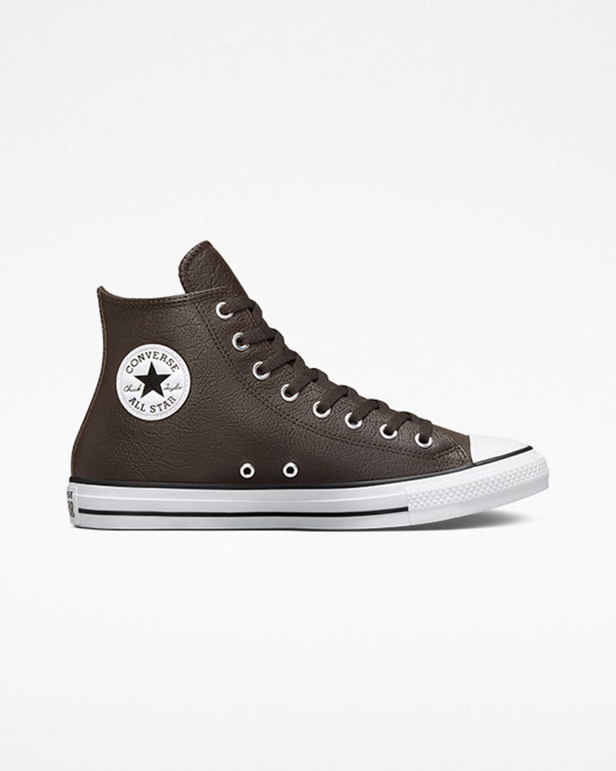 Pánské Boty Vysoké Converse Chuck Taylor All Star Tumbled Læder Hnědé Bílé Černé | CZ OXAI95